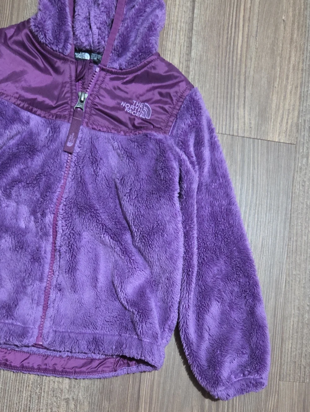 The North Face Purple Plush Hooded Fleece Jacket for Kids